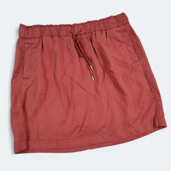LOFT Rust-Coral Red Drawstring Skirt Size Large Casual Summer - Picture 8 of 10